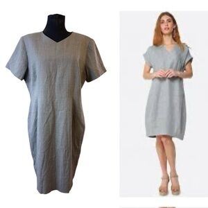 Vintage Talbots Petites Gray Short Sleeve Wool Dress Size 16